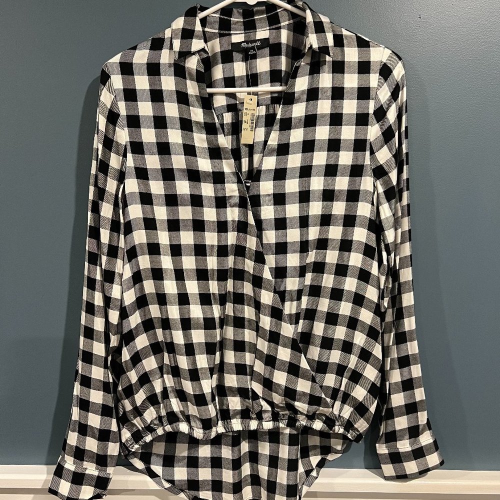 Madewell Wrap-Front Shirt in Buffalo Check, Size XS (New!)
